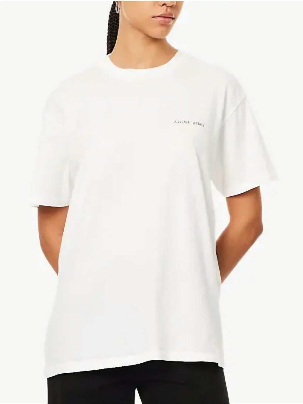 ANINE BING Walker Spray-Paint Cotton T-Shirt Sz S $180 Sample White Crew Tee